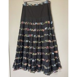Brown floral Tiered Ruffle Skirt Dimri Y2K